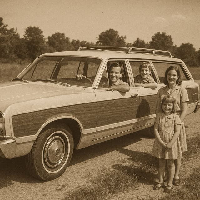 classic family road trip car