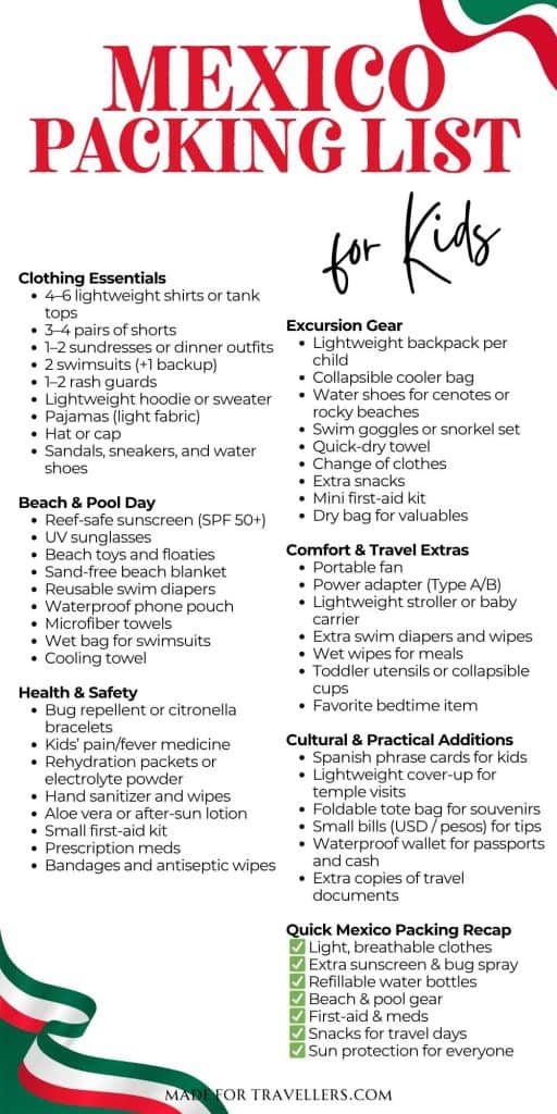 mexico packing list kids